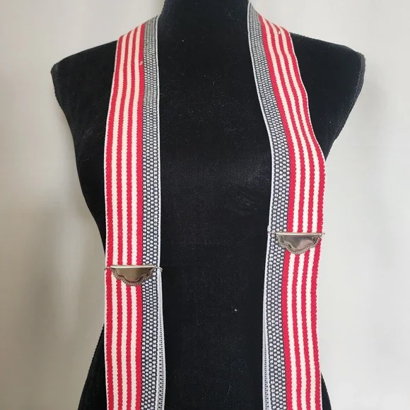Vintage USA American Flag Suspenders 42" Red White Blue - Picture 3 of 4